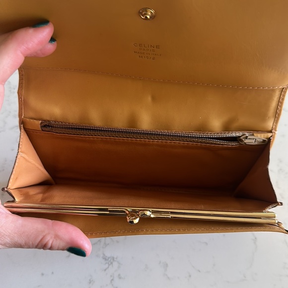 Celine Macadam Pattern Bi-Fold Long Wallet PVC & Leather Beige Tea Brown. - Picture 7 of 9